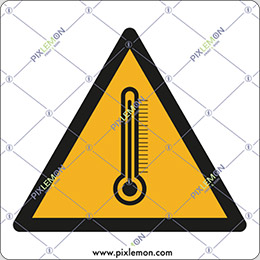 Oznaka nalepka cm 8x8 pozor visoka temperatura v prostoru