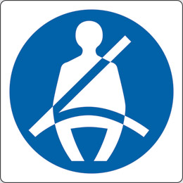 Oznaka nalepka cm 8x8 obvezna uporaba varnostnega pasu