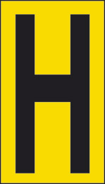 Oznaka nalepka cm 10x5,6 h rumena podlaga črna črka