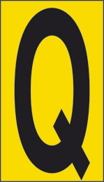 Oznaka nalepka cm 10x5,6 q rumena podlaga črna črka