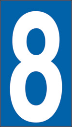 Oznaka nalepka cm 3,4x2,4 n° 30 8 bela podlaga rdeča številka