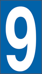 Oznaka nalepka cm 3,4x2,4 n° 30 9 bela podlaga rdeča številka