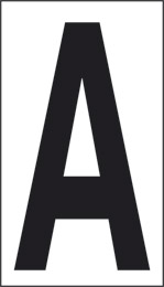 Oznaka nalepka cm 10x5,6 a bela podlaga črna črka 