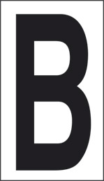Oznaka nalepka cm 10x5,6 b bela podlaga črna črka 
