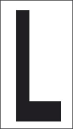 Oznaka nalepka cm 10x5,6 l bela podlaga črna črka 