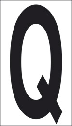 Oznaka nalepka cm 10x5,6 q bela podlaga črna črka 
