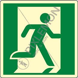 Svetleča nalepna oznaka cm 12x12 zasilni izhod desno - emergency exit right hand