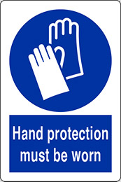Nalepka cm 30x20 obvezna uporaba varovalnih rokavic