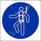 Nalepna oznaka cm 8x8 obvezna uporaba varnostnega jopiča - wear a safety harness