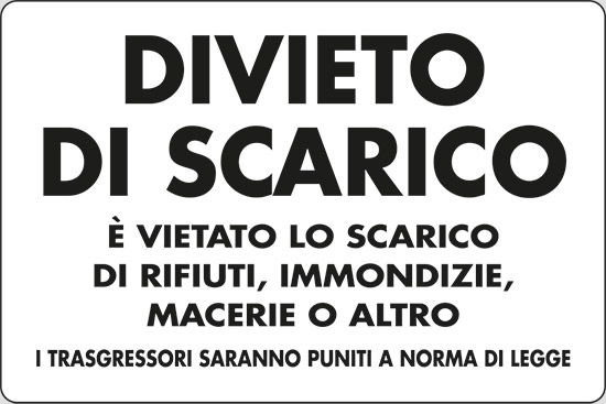 divieto di scarico rifiuti sanzioni